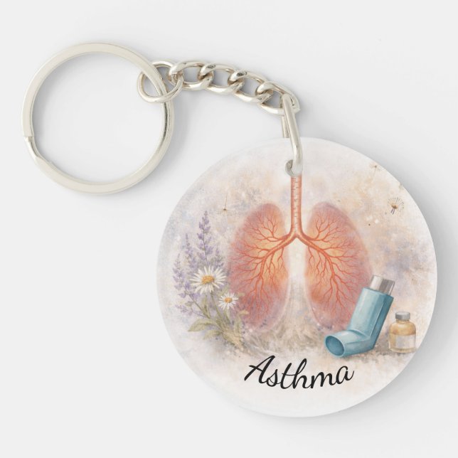Asthma Awareness Keychain | Botanical Lung Art (Front)
