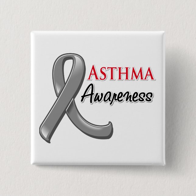 Asthma Awareness Ribbon 15 Cm Square Badge (Front)