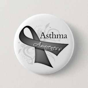 Asthma Awareness Ribbon 6 Cm Round Badge