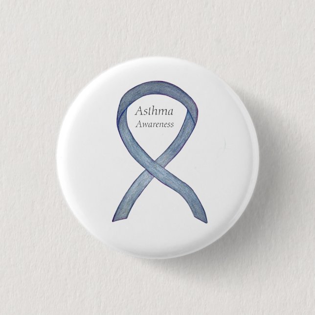 Asthma Awareness Ribbon Customised Button Pins (Front)