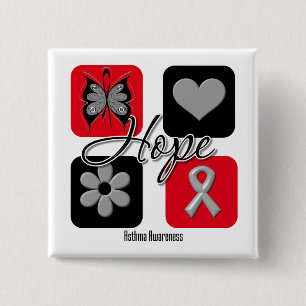 Asthma Hope Love Inspire Awareness 15 Cm Square Badge