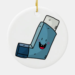 Asthma Inhaler happy cartoon Ceramic Ornament