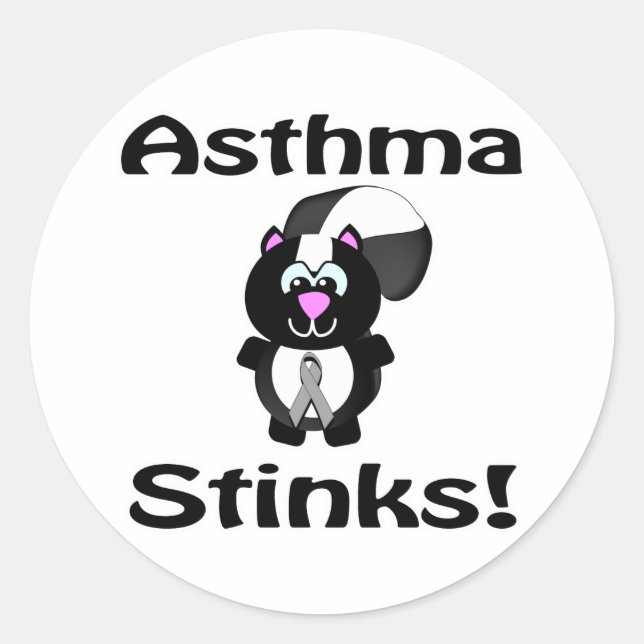 Asthma Stinks Skunk Awareness Design Classic Round Sticker (Front)