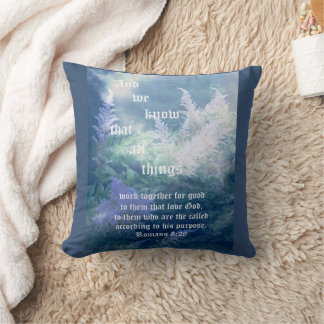 Astilbe Blue Mist Romans 8:28 Cushion