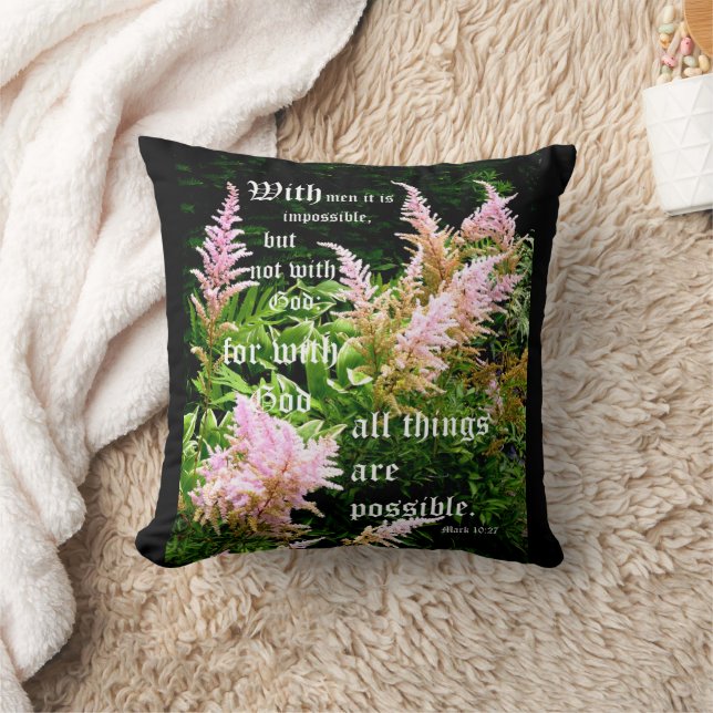 Astilbe with Mark 10:27 Cushion (Blanket)