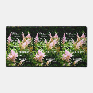 Astilbe with Mark 10:27 Desk Mat