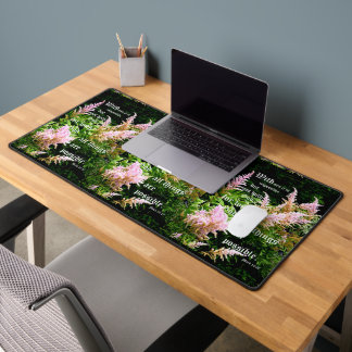 Astilbe with Mark 10:27 Desk Mat