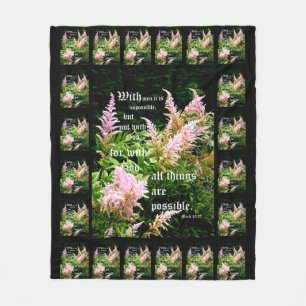 Astilbe with Mark 10:27 Fleece Blanket