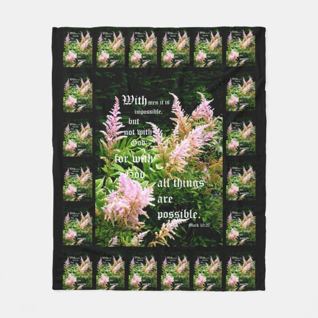 Astilbe with Mark 10:27 Fleece Blanket (Front)