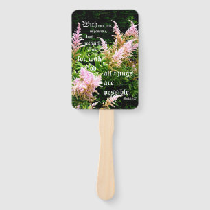 Astilbe with Mark 10:27 Hand Fan