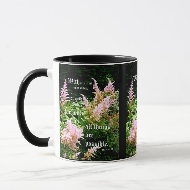 Astilbe with Mark 10:27 Mug (Left)
