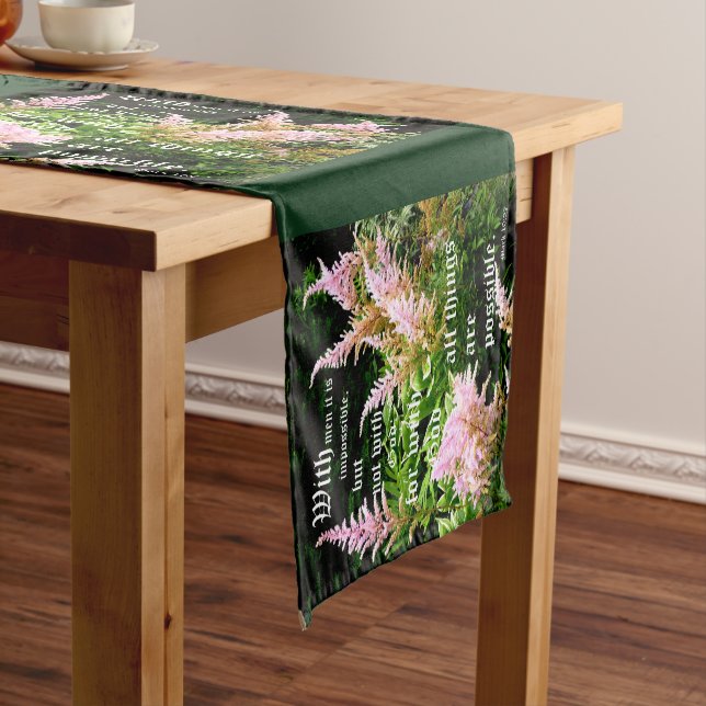 Astilbe with Mark 10:27 Short Table Runner (In Situ)