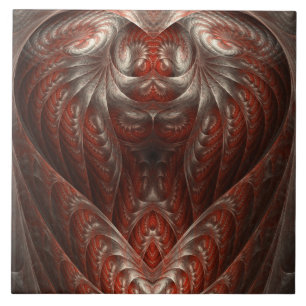 Astonish Me Red Abstract Heart Design Ceramic Tile