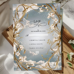 Astonishing Art Nouveau Gold and florals Wedding RSVP Card