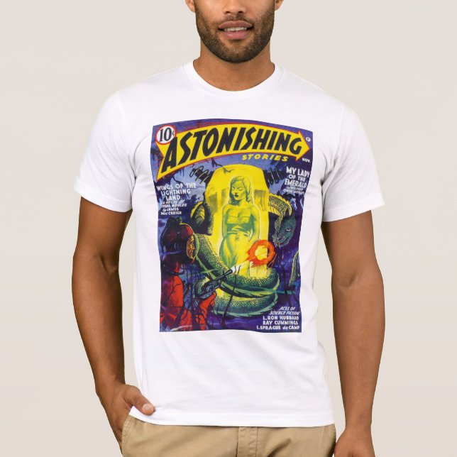 ASTONISHING STORIES Vintage Pulp Magazine Cover T-Shirt (Front)