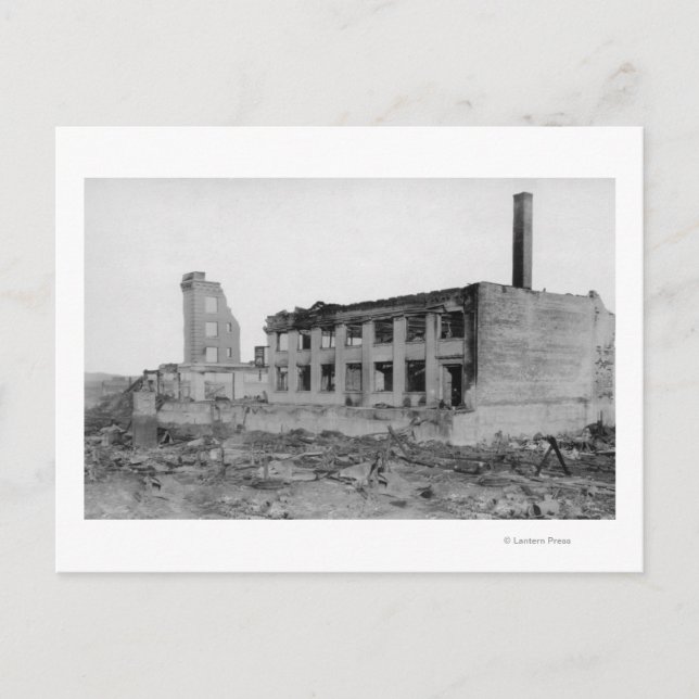 Astoria, Oregon Fire View of Astoria Natl. Bank Postcard (Front)