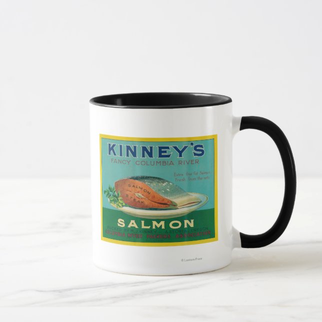 Astoria, Oregon - Kinney's Salmon Case Label Mug (Right)