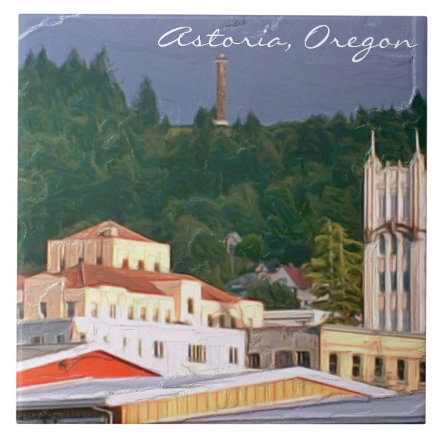 Astoria Oregon Large (6" X 6") Ceramic Photo Tile (Front)