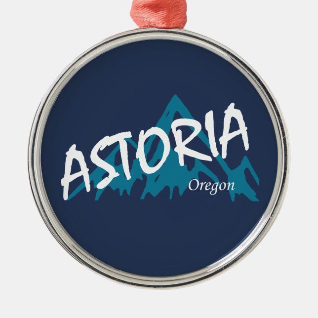 Astoria Oregon Mountains Metal Ornament (Front)