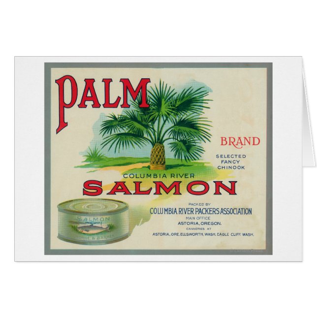 Astoria, Oregon - Palm Salmon Case Label (Front Horizontal)