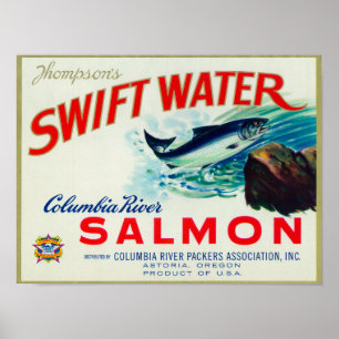 Astoria, Oregon - Thompson's Swift Water Salmon Poster