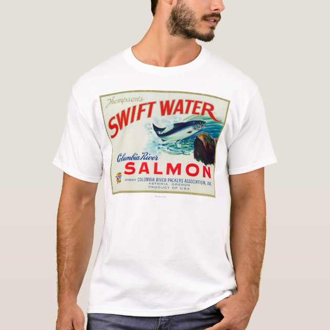 Astoria, Oregon - Thompson's Swift Water Salmon T-Shirt (Front)