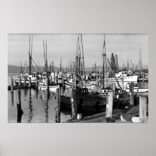 Astoria, Oregon Waterfront View of Fishing Fleet Poster