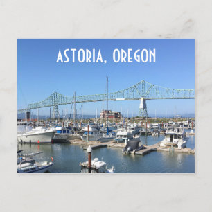 Astoria, Oregon, with bridge and marina Postcard