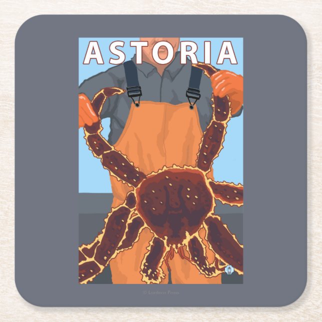 Astoria, OregonKing Crab Square Paper Coaster (Front)