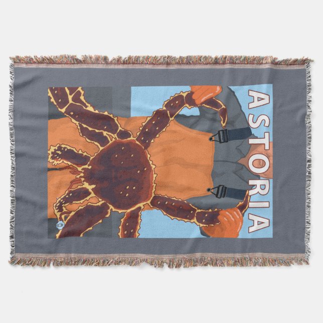 Astoria, OregonKing Crab Throw Blanket (Front)