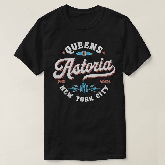 Astoria Queens New York retro graphic T-Shirt (Design Front)