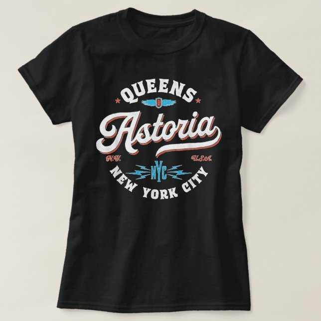 Astoria Queens New York retro graphic T-Shirt (Design Front)