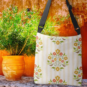 Astors Bouquet Orange Floral Pattern Crossbody Bag