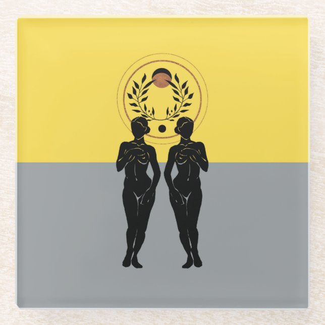 Astra Feminine Modern Art Glass Coaster (Front)
