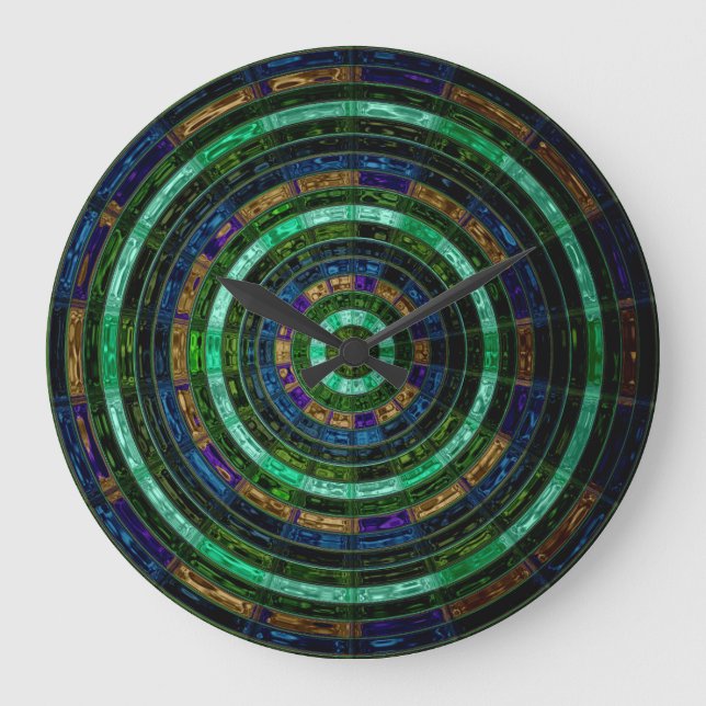 Astract Stained Glass Mosaic Pattern #6 Large Clock (Front)