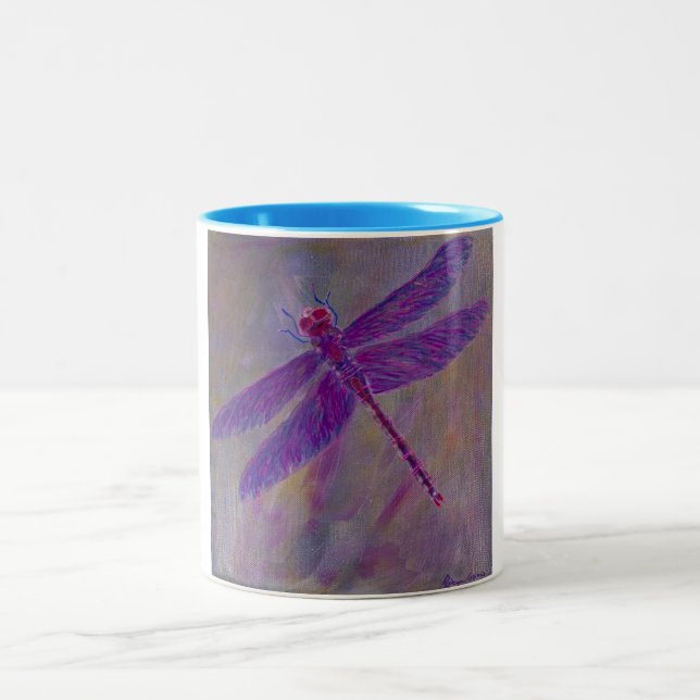 Astral Afterglow Dragonfly Two-Tone Coffee Mug (Center)