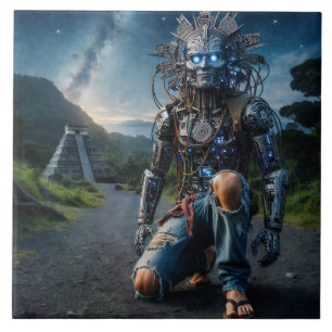 Astral Blue Jeans Warrior Ceramic Tile