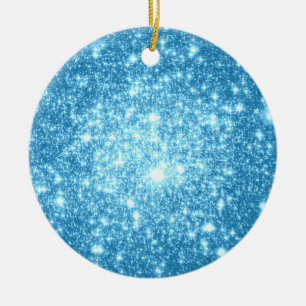 Astral Glitter Sky Blue Christmas Ornaments