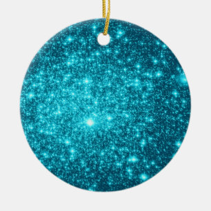 Astral Glitter Turquoise Christmas Ornaments