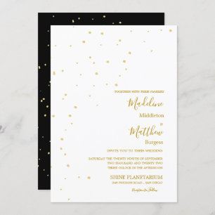Astral Gold  Spots Black Evening Wedding Invitation