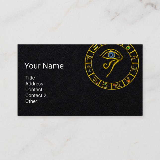 ASTRAL HORUS EYE,ASTROLOGY ZODIAC CHART Black Business Card (Front)