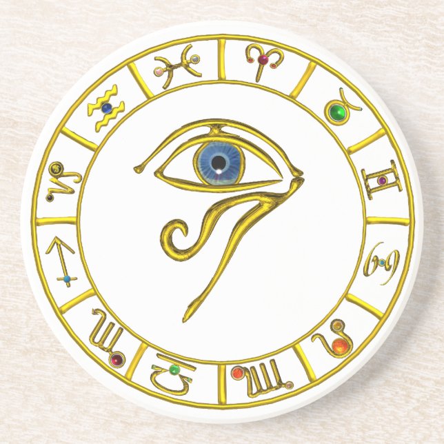 ASTRAL HORUS EYE,BLUE TALISMAN Astrology Chart Coaster (Front)