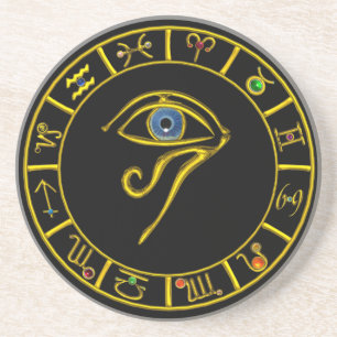 ASTRAL HORUS EYE,BLUE TALISMAN Astrology Chart Coaster