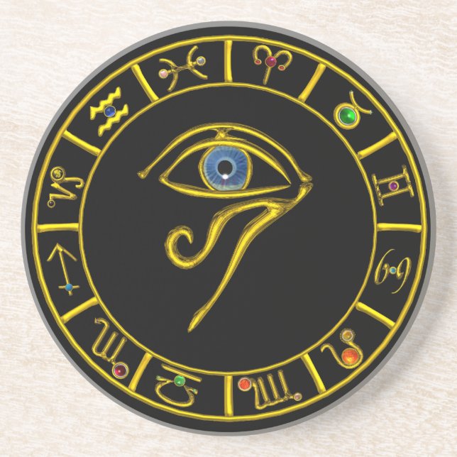 ASTRAL HORUS EYE,BLUE TALISMAN Astrology Chart Coaster (Front)