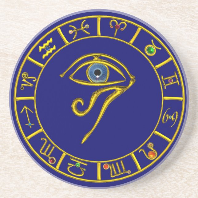 ASTRAL HORUS EYE,BLUE TALISMAN Astrology Chart Coaster (Front)