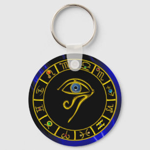 ASTRAL HORUS EYE,BLUE TALISMAN Astrology Chart Key Ring