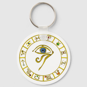ASTRAL HORUS EYE,BLUE TALISMAN Astrology Chart Key Ring