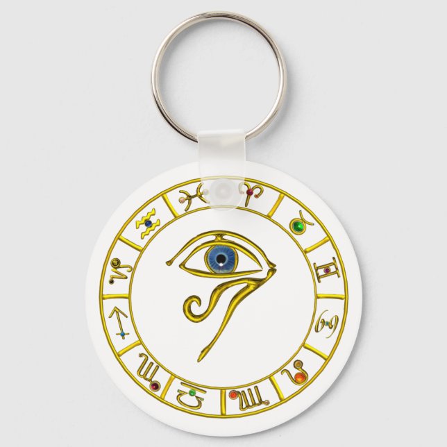 ASTRAL HORUS EYE,BLUE TALISMAN Astrology Chart Key Ring (Front)