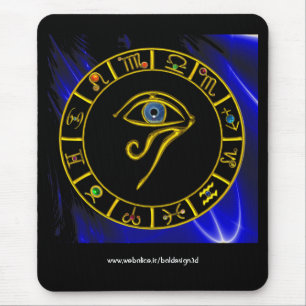 ASTRAL HORUS EYE,BLUE TALISMAN Astrology Chart Mouse Pad