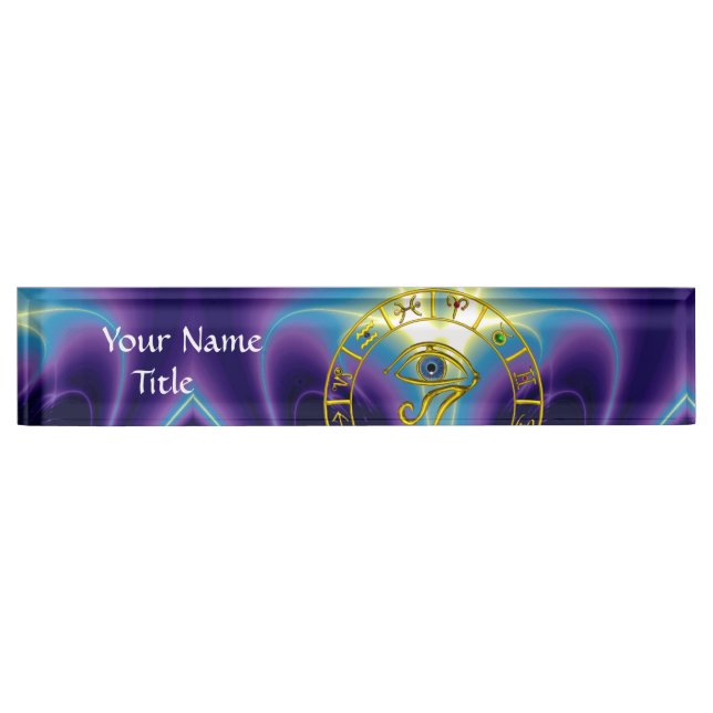 ASTRAL HORUS EYE,BLUE TALISMAN Astrology Chart Nameplate (Front)